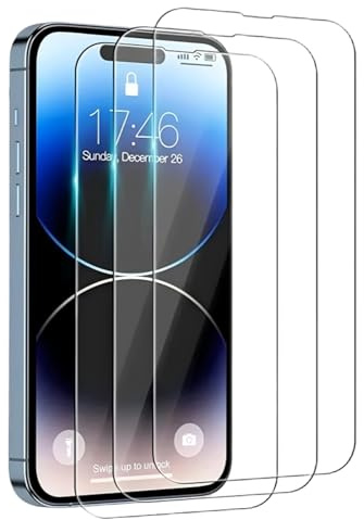 3 Stück Schutz Gehärtetem Tempered Glas für iPhone 14 Pro Max Screen Schutzfolie Displayschutz Folie Anti Kratzen 9H Härte HD Displayschutzfolie 6,7 Zoll Handy Fest Härteglas Klar Ultrabeständig