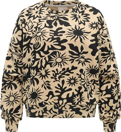 Ragwear Damen lässiges Cropped Sweatshirt Oversized Pullover mit modischem Allover-Print Wuss Print XS-XXL