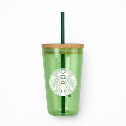 Starbucks Matcha Glass Cold Cup 16 oz – Reusable Glass Iced Coffee Tumbler with Lid & Straw,
