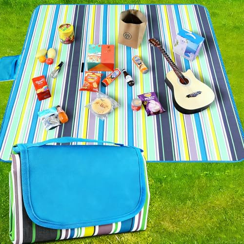 Dubydu Couverture Pique Nique Imperméable 200×150 cm, Base PVC Antidérapante Anti-Sable, Pliable Lavable pour Plage Camping