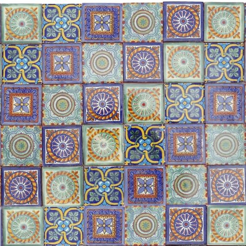 Eine Packung von 50 mexikanischen handgemachten Talavera, 5 cm Fliesen
