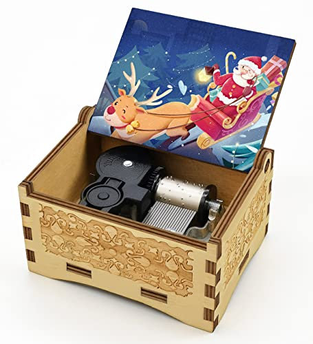 Spieluhr Merry Christmas mit 18 Noten, aus Holz, Spieluhr zum Basteln