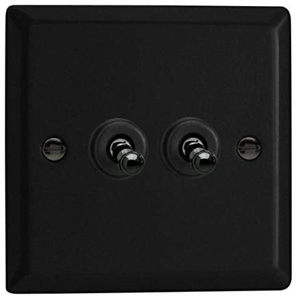 VARILIGHT Matt Black Urban 2-Gang 10A 1- or 2-Way Toggle Switch XYT2.MB