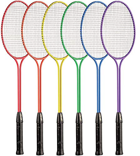 Champion Sports 26 Twin Shaft Badminton Racket with Nylon Coated Steel Strings (Set of 6) - Multiple Colors - For All Skill Levels
