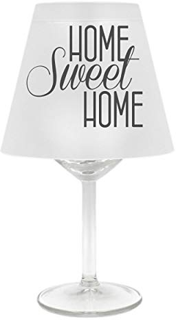 Lampenschirm für Weinglas ~ HOME sweet HOME, B, grau ~ Schirm ohne Glas ~ Windlicht
