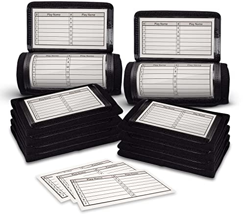 GSM Brands QB Playbook Armband (Jugendliche – Schwarz) – 10 Stück – DREI Spielblattfächer – strapazierfähige Fußball-Armbänder für Jungen