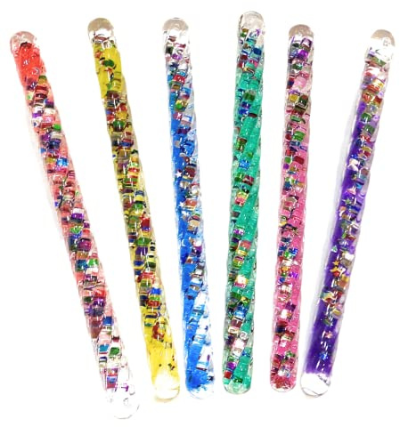 Star Magic Mini Spiral Glitter Wands (6.5 Inches) Complete Gift Set Party Pack- 6 Pack