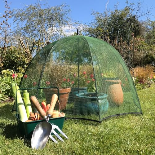 GardenSkill Pop n Crop Plant Umbrella | Garden Netting Cloche Protection Cover Dome for Tomato Vegetable Flower Bed Seedling | Anti Bird Mesh Pop Up Fruit Cage Grow House (1m dia x 0.75m high, Pack 3)