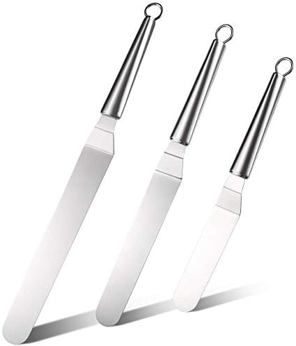 iheyfill Winkelpalette Edelstahl Set - 3 Stück Winkelpaletten Streichpaletten , Kuchenmesser & Tortenmesser, Icing Spatula Set für Fondant und Torte Kuchen Dekorieren