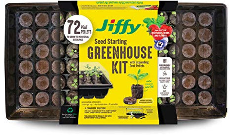 Jiffy - Gewächshaus-Set 36 mm mit 72 expandierenden Torfpellets auf Pflanzenbasis + extra großflächige Pflanzenetiketten