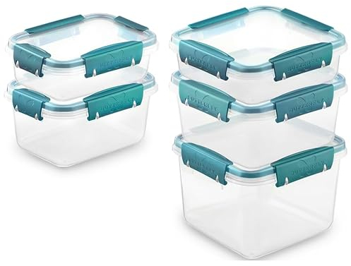 Ganter & May® Butterfly - 5er: 0,5L 0,75L 0,8L 1,2L 1,7L Frischhaltedosen mit deckel Luftdichte Mealprepboxen, -40 +100C BPA frei Kunststoff, Tupperdosen, Mikrowellen-, Gefrierdosen, fur Spülmaschinen