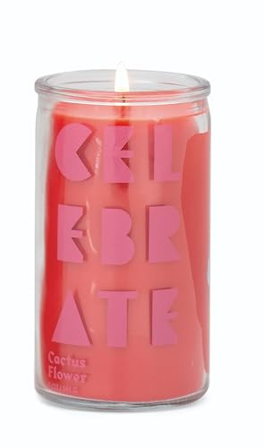 Paddywax Scented Candles Spark Collection Colourful Wax Candle in Clear Glass, 141g, Cactus Flower