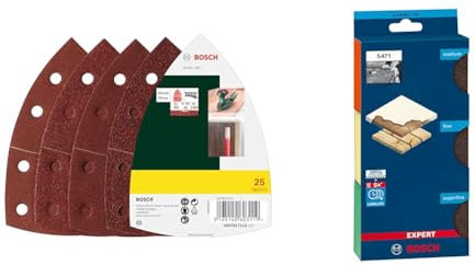 Bosch 25 pcs. Sanding Sheet Set (for Wood, Body Fillers, Paint, Varnish, Grit 40/80/120/180, 102 x 62.93mm) + 3x Expert S471 Standard Blocks (69 x 97 x 26 mm, Grade Medium/Fine/Superfine, Accessories)