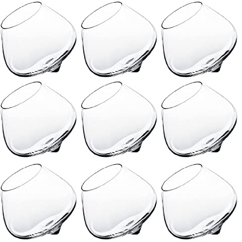 PRELGOSP Bicchieri Inclinati, Bicchiere Rotante da Whisky, Vintage Tumbler Bicchieri Vino Senza Stelo per Cocktail Liquore Rum Borgogna Brandy, per la Festa del papà da Uomo Unico,9pcs