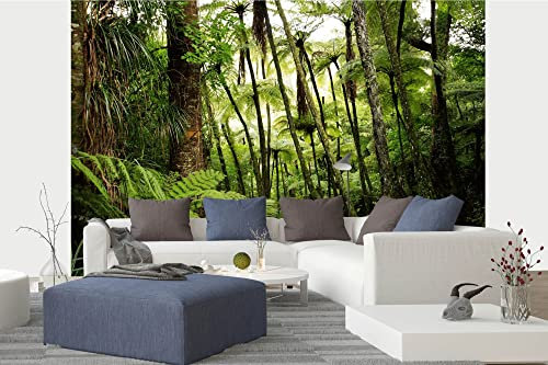 Vlies Fototapete ÜPPIGER REGENWALD 375 x 250 cm (inkl. Kleister) - Vlies Tapete, Wandtapete, Wandbilder - Tapete für Wohnzimmer Schlafzimmer, Büro, Küche - Montagefertig