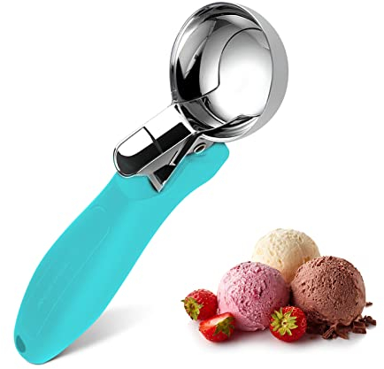 OTVAFAVA Eisportionierer, große Keksschaufel mit ergonomischem Softgrip-Griff, robuster multifunktionaler Backschaufel für Eisbecher, Cupcake, Teig, Proteinbällchen und Fleischbällchen (Seeblau, 1)