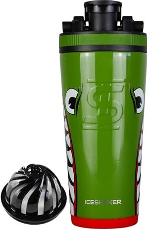 Ice Shaker Insulated Stainless Steel Shaker Bottle | 26oz, Bomber | Cold for 30+ Hours | Insulated Cup with Twist-on Agitator | Odor-Free Bottle for Protein Shakes, Water, Smoothies, Cocktails