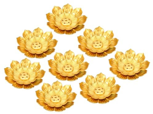 PATIKIL Porta Bastoncini di Incenso Lotus Incense, 8 Pz, Piattino Portabastoni di Incenso in Lega, Supporto Base per Yoga, Spa, Casa, Ufficio, Tonalità Oro 2.2