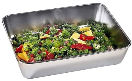 ARIOU Moldes para hornear, bandejas de acero inoxidable para horno, recipiente de almuerzo de metal, herramienta de cocina apilable para almacenamiento de alimentos, herramienta de cocina para