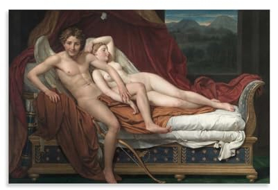 FUSHOU Amor und Psyche Jacques Louis David Maler-Poster, Druck, Fotokunst, Malerei, Leinwand, Poster, Zuhause, moderne Dekoration, Poster, 30 x 45 cm