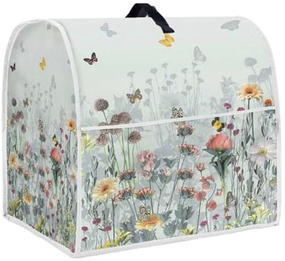 HUISEFOR Floral Mixer Covers for Kitchen Aid 6-8 Quart Mixer Dust Cover with Top Handle Dustproof Food Processor Cover Kitchen Appliance Accessories