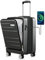 Luggex Carry On Luggage Airline Approved, Polycarbonate Hard Suitcase with Front Pocket (Black, 55cm)