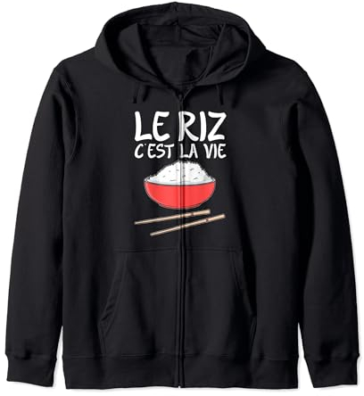Humour Riz Graine Japon Cuisine Bol de Riz Baguettes Sweat à Capuche