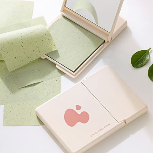 BLSYHDH Öl-Blotting-Tuch mit Spiegel, Saugfähiges Gesichtsöl für Frauen, Tragbares Öl-Blotting-Tuch Zum Entfernen von Gesichtsöl, Leicht, Bequem, Geeignet für Partys, Büroaktivitäten