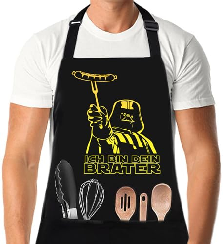 XCSJKJ Star Wars Schürze ICH BIN DEIN BRATER, 95cm Große Männer Grill Schürze, Lustige Neuheit Kochen Grillen BBQ Schürzen, Starwars Geschenk