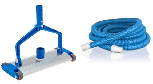 Gre 40022 - Nettoyeurs de Piscine en Aluminium pour piscines enterrées, Blanc & 40001Z-Tuyau à 2 extremités pour nettoyeurs de Piscine, Ø38 mm, 8 m, Bleu/Blanc