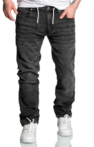 Amaci&Sons Herren Sweathose in Stretch Denim Männer Kordel Basic Jogging Jeans 7031