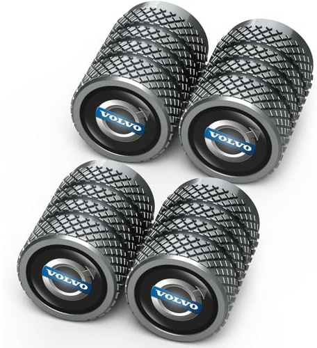 Ventilkappen Auto für Volvo XC40 XC60 XC90 V90 V60 S90 S60 2016-2020 2021 2022,Aluminium Reifenventilkappen-4 Set Auto Reifenventil Kappe Staubkappen Dichtung für Stabilen Reifendruck