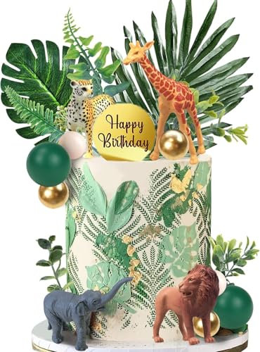 27 PCS Jungle Animal Cake Toppers, Safari Animals Figure Toys Picks Jungle Wild One Animals Cake Decorations for Baby Shower Safari Party Holiday Party(Animal)