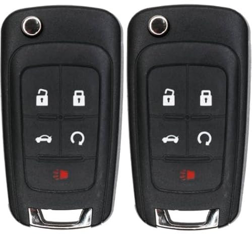 Lot de 2 porte-clés de rechange pour Chevrolet Cruze, Equinox, Camaro, Malibu, Sonic, Impala, Buick Lacrosse, Regal, Verano, Encore, Allure, GMC Terrain 2010-2021, télécommande d'entrée sans clé
