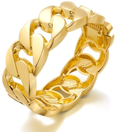 LILIE&WHITE Klobiger goldener Armreif für Damen – glatte Glasuroberfläche, Modeschmuck-Manschette für den täglichen Stil, Einheitsgröße, Messing, Kein Edelstein