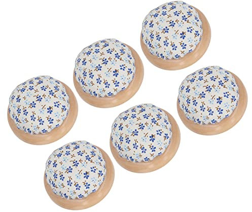 LetCart Nadelkissen mit rundem Holzsockel, niedlicher Blumen-Stil, 6 Stück Nadelkissen für Mutter und Oma