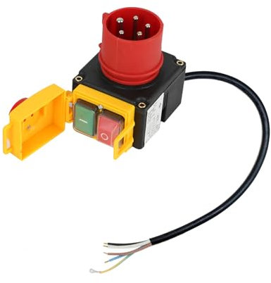 Maschinenschalter Geräteschalter, 400V Sicherheitsschalter mit 60cm Kabe, 400V 3-phasig, Schalter mit Phasenwender Notausschalter Schalter Stecker Kombination KOA7 (400 V)