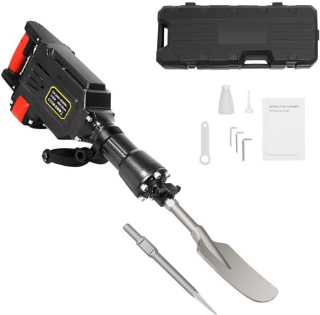 Fridgestea Electric Tree Digger, 1700W Portable Demolition Jack Hammer, Multifunctional Garden Digging Machine, Concrete Breaker with Shovel and Point Chisel, 220-240V