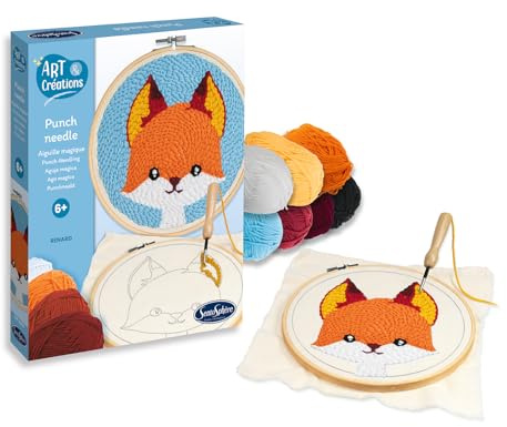 Sentosphère – Punch Needle Renard - Coffret créatif pour enfants – Initiation au point piqué dès 6 ans – Illustration à broder – Détente et précision – 20552, Vert