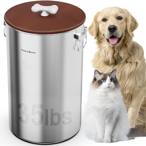 Récipient de rangement en acier inoxydable pour nourriture pour chien avec couvercle hermétique 15,9 kg