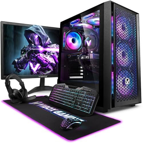 VIBOX VIII-224 PC Gamer Complet • 23 Écran • Intel Core i9 12900KF 5,2 GHz • AMD Radeon RX 9070 16 Go • 16 Go RAM • 1 to NVMe M.2 SSD • Windows 11 • WiFi