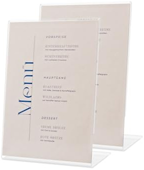 EH Design A6 Acryl Aufsteller 6 Stück – Kristallklarer Tischaufsteller – L-Ständer mit polierten Kanten – Für Gastronomie, Büro, Hochzeit & mehr – Made in DE