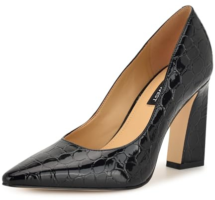 Nine West Womens Tamant Black Croco Patent 9 M