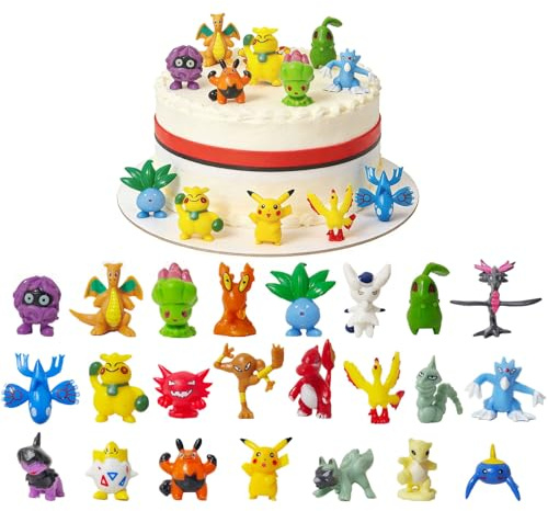 Lutandi 24 Stück Minifiguren Set Tortendeko Dekofiguren Cupcake Muffin Deko,24 Überraschungen Cartoon-Figuren