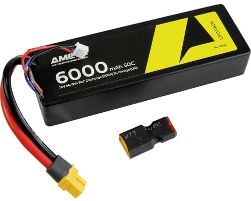 Amewi Akku-Pack (LiPo), 7,4 V, 6000 mAh, Anzahl der Zellen: 2 Hardcase XT60