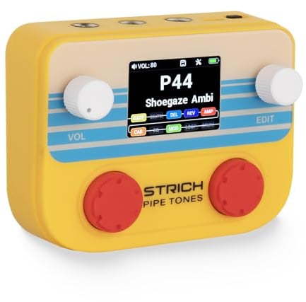 STRICH Gitarren Multi-Effekte Pedal 10 Effektmodule (Orange) | 125 Effekte, 40s Looper, 100 Drum Patterns, 20 NAM/IR Support, OTG USB Audio Interface, BT mit APP, Pipe Tones Pocket