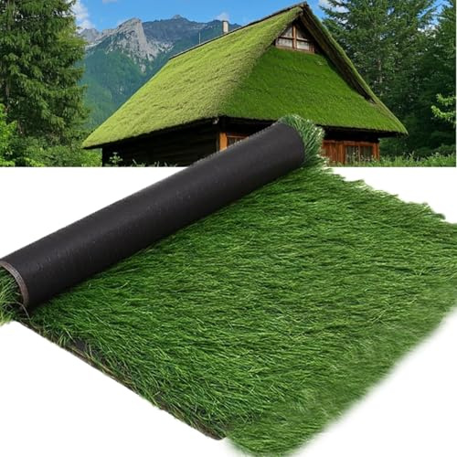 Green Artificial Palm Thatch Straw Grass Roll,Synthetic Grass Roof for Pergolas,Huts,Pools,Gardens Art DIY Crafts Decorative Fence，Maintenance-Free(1 * 12m(3.2 * 39.3ft))