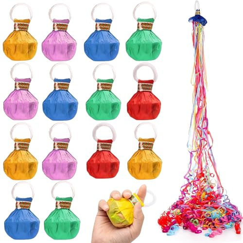 14 Stück Handwerfende Wurf Luftschlangen Streamer Konfetti Bomben Farbbomben, Bunte Partydekorationen Hand Werfen Streamer Konfetti Luftschlangen für Geburtstag Hochzeit Silvester Abschlussfeier