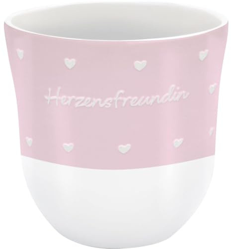Sheepworld Becher mit Gravur Herzensfreundin | Kaffeebecher, Höhe 9,8 cm, Durchmesser 9,3 cm, Volumen 40 cl, Steinzeug | Geschenkbanderole, Geburtstag, Ostern, Weihnachten | 74825