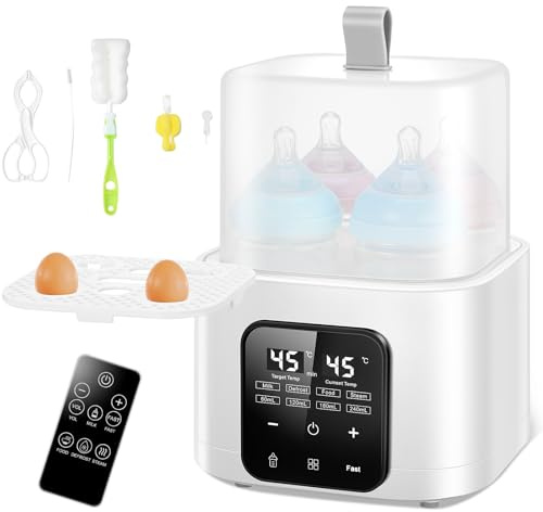 GartWerk Baby Bottle Warmer for 4 Bottles, 6-in-1 Baby Bottle Sterilizer with Digital LCD, Temperature and Remote Control, Fast Warming & Defrost, High Temperature Steam Clean, 48H Keep Warm